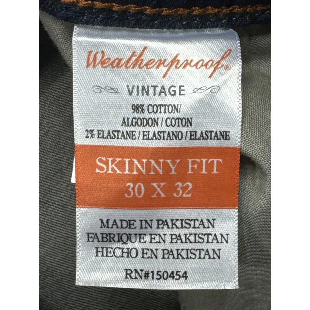 NWT‎ Weatherproof Vintage Men's Skinny Fit Blue Denim Jeans - 30x32 (32x31)